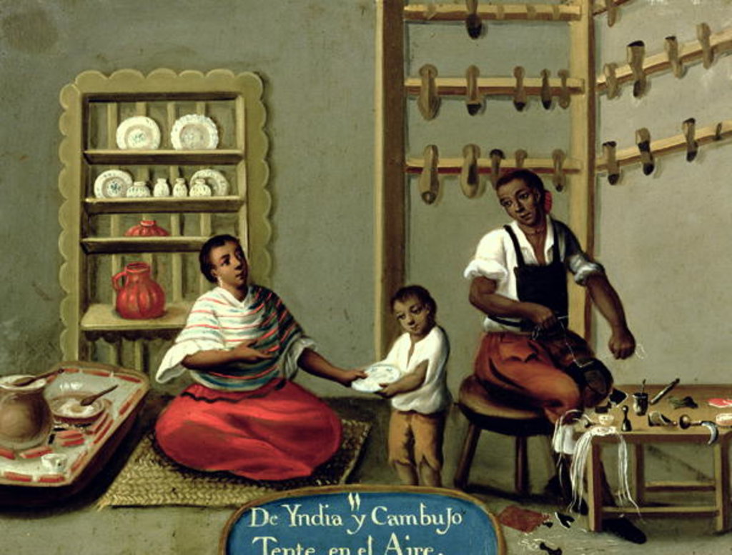 Detail of A Negro Man and his American Indian wife by Mexican School