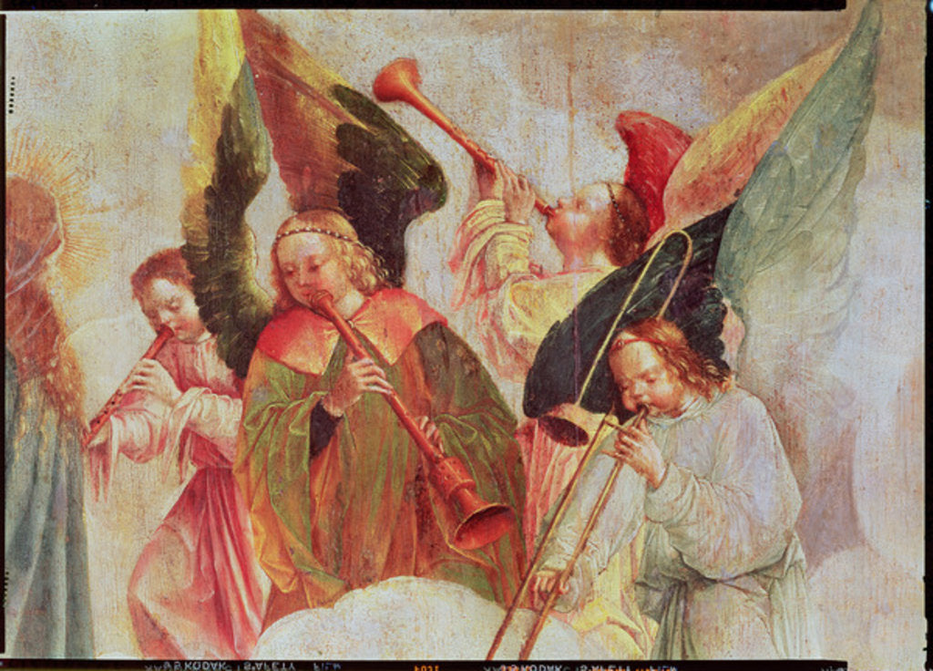 Detail of Four angels playing instruments by Taborda Vlame Frey Carlos