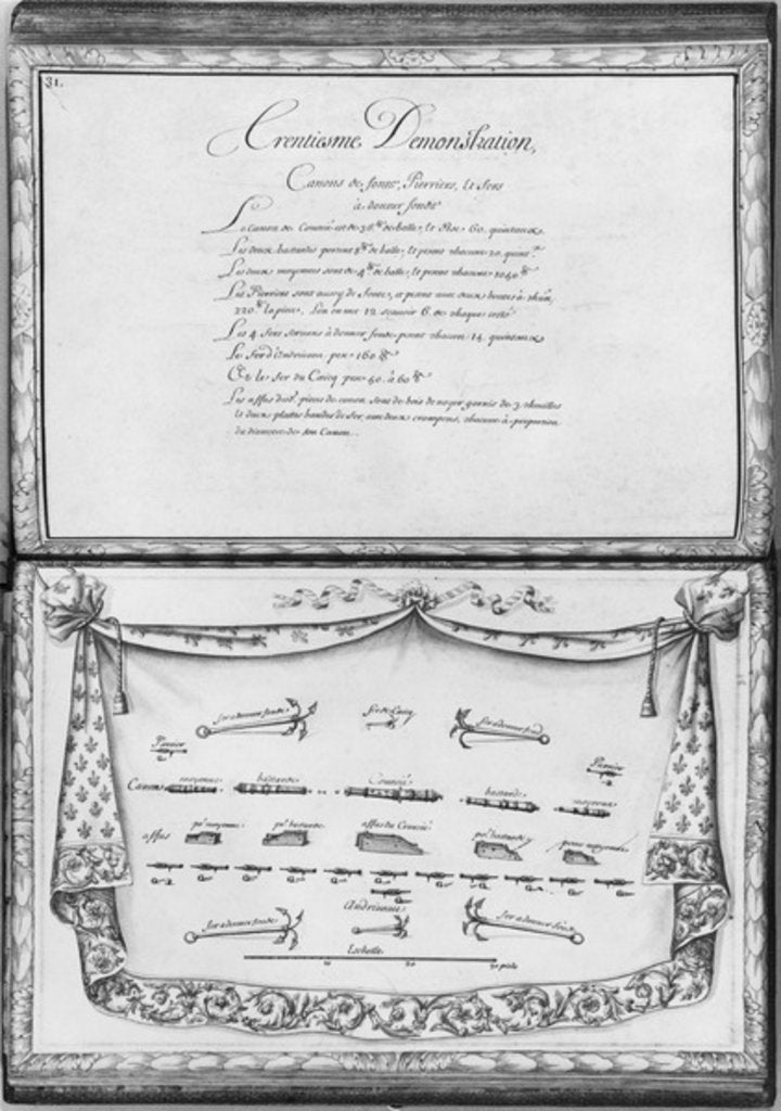 Detail of annons and anchors of a galley, thirtieth demonstratio by French School