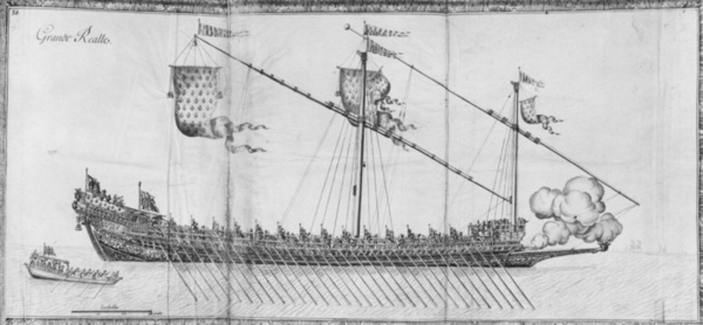 Detail of A galley, flat 35 by French School