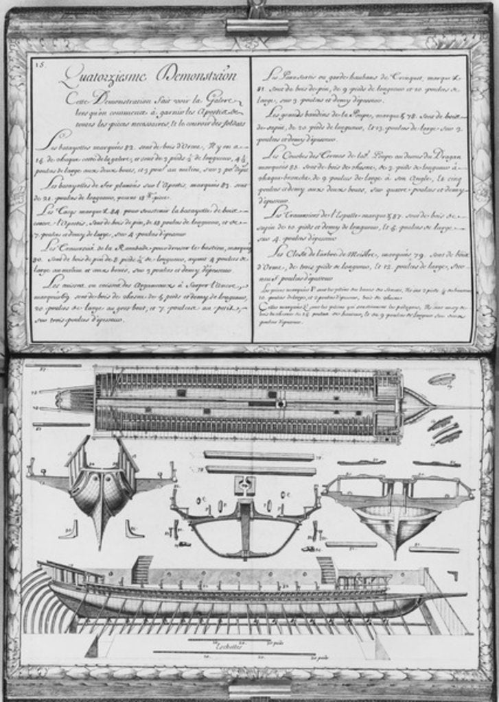 Detail of onstruction of a galley, fourteenth demonstratio by French School