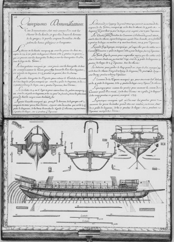 Detail of onstruction of a galley with the prow and the stern, fifteenth demonstratio by French School
