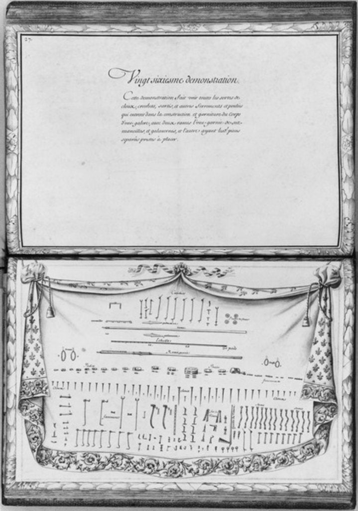 Detail of Nails, hooks, pulleys and iron fitments needed to built a galley, twenty-sixth demonstration by French School