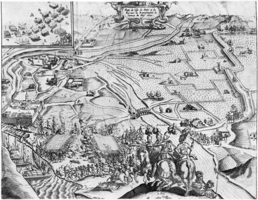 Detail of Siege of Ile de Re with the representation of the Royal army, 1622 by French School
