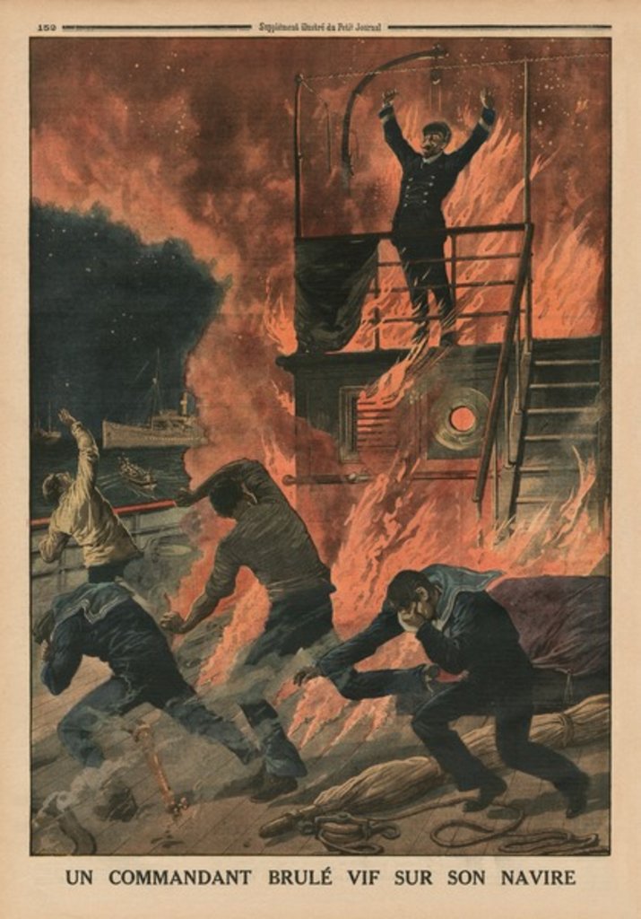 Detail of A Captain burnt alive on board his ship by French School