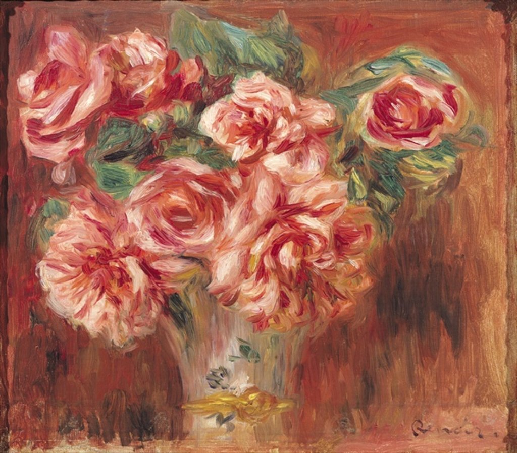 Detail of Roses in a Vase, c.1890 by Pierre Auguste Renoir