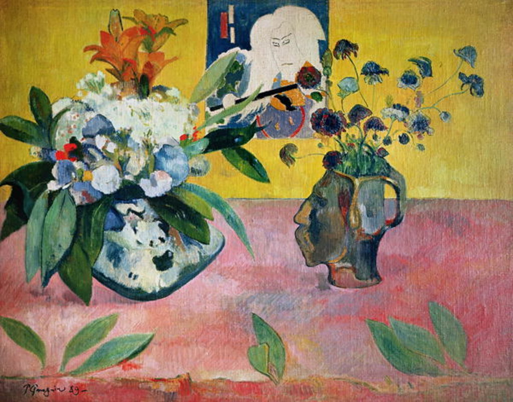 Detail of Still Life with Head-Shaped Vase and Japanese Woodcut, 1889 ( by Paul Gauguin