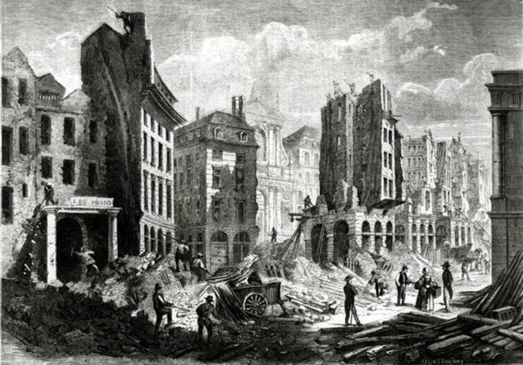 Detail of Construction of the Boulevard de Sebastopol, in the Second Empire. View of the demolition of the Rue de la Barillerie in 1859, pub. by Henry Duff Linton by Felix Thorigny