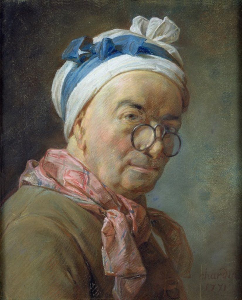 Detail of Self Portrait with Spectacles, 1771 by Jean-Baptiste Simeon Chardin