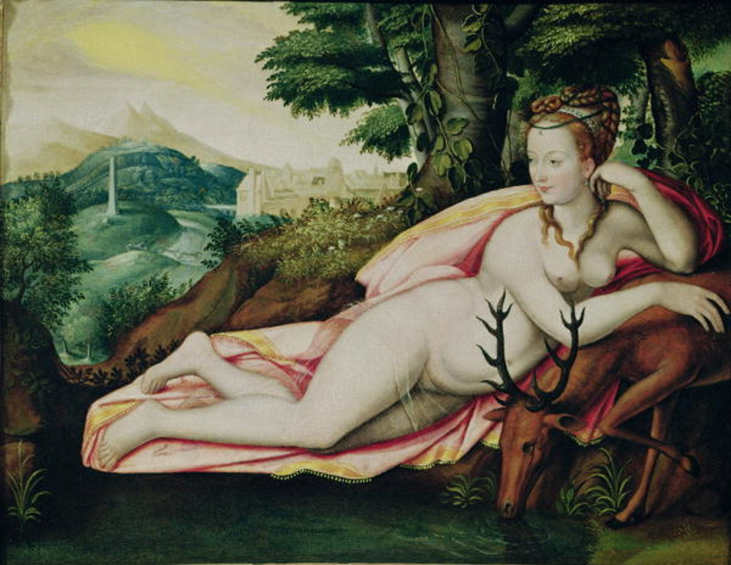 Detail of Diane de Poitiers as Diana the Huntress by Fontainebleau School