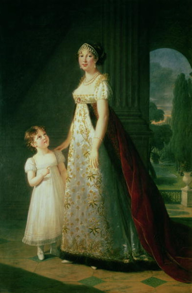 Detail of Maria Carolina Bonaparte Queen of Naples with her daughter Laetitia Murat, 1807 by Elisabeth Louise Vigee-Lebrun