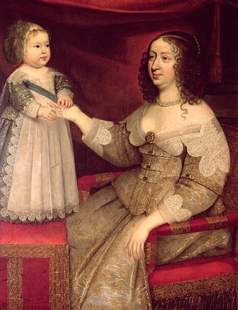 Detail of Anne of Austria with her son Louis XIV by French School