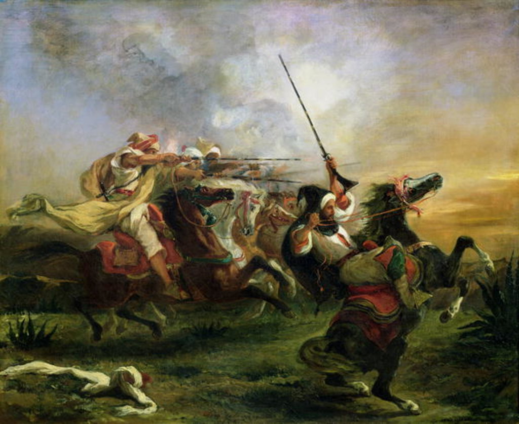 Detail of Moroccan horsemen in military action, 1832 by Ferdinand Victor Eugene Delacroix