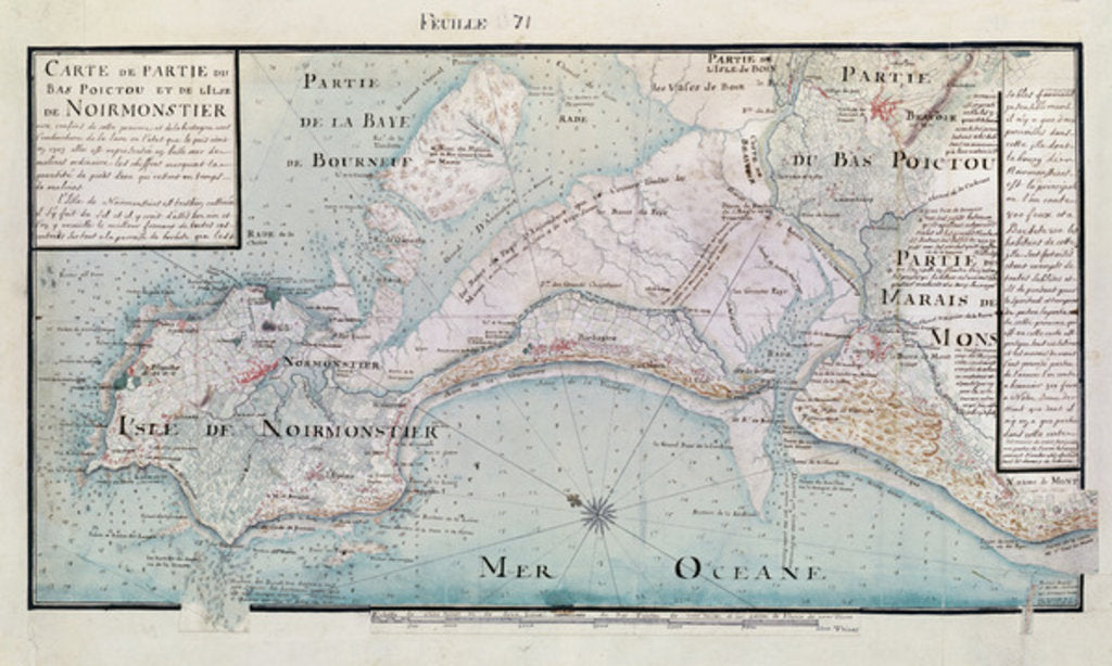 Detail of Atlas 131 H.fol 71 Map of part of Bas-Poitou and the Ile de Noirmoutier, 1703 by Claude Masse