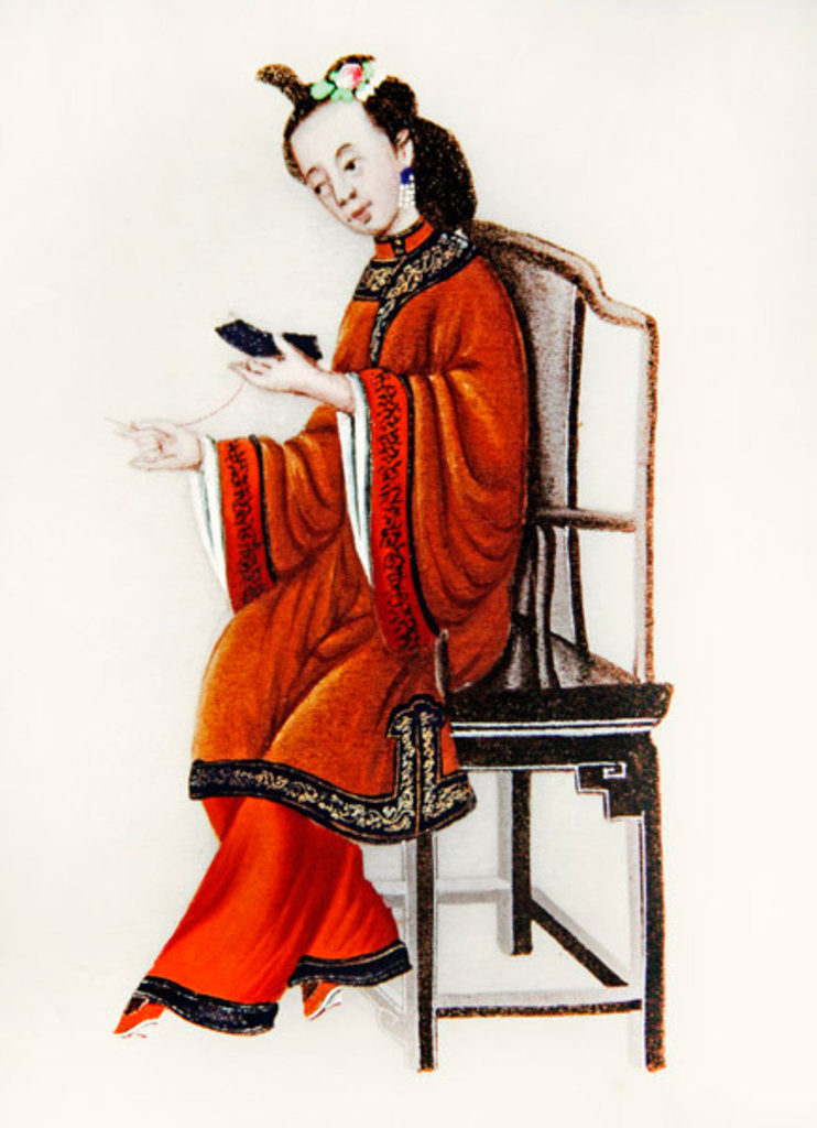 Detail of A Chinese Woman darning, Qianlong Period by School Chinese