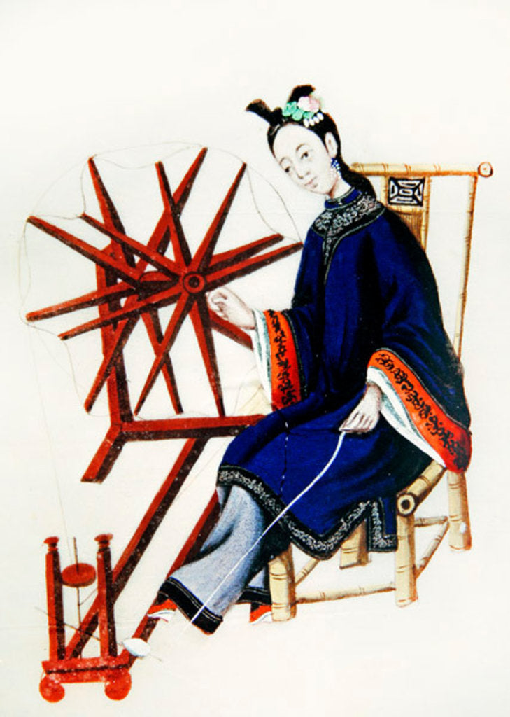Detail of A Chinese Woman spinning, Qianlong Period by School Chinese