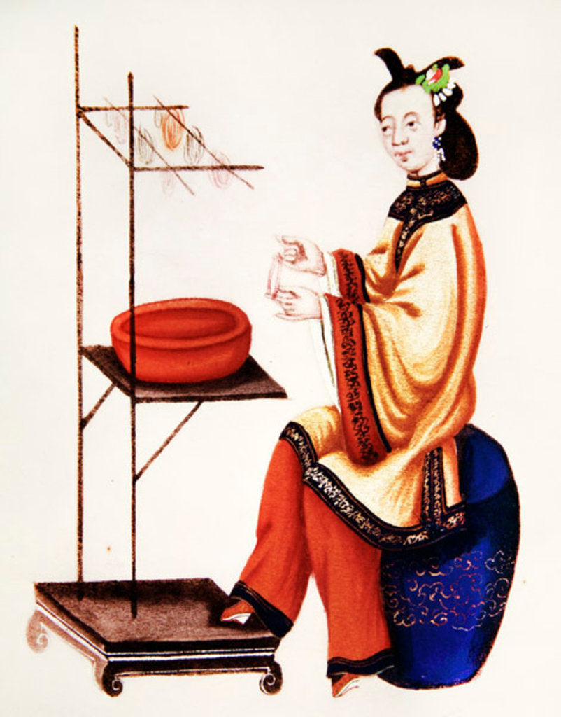 Detail of A Chinese Woman making a bobbin, Qianlong Period by School Chinese