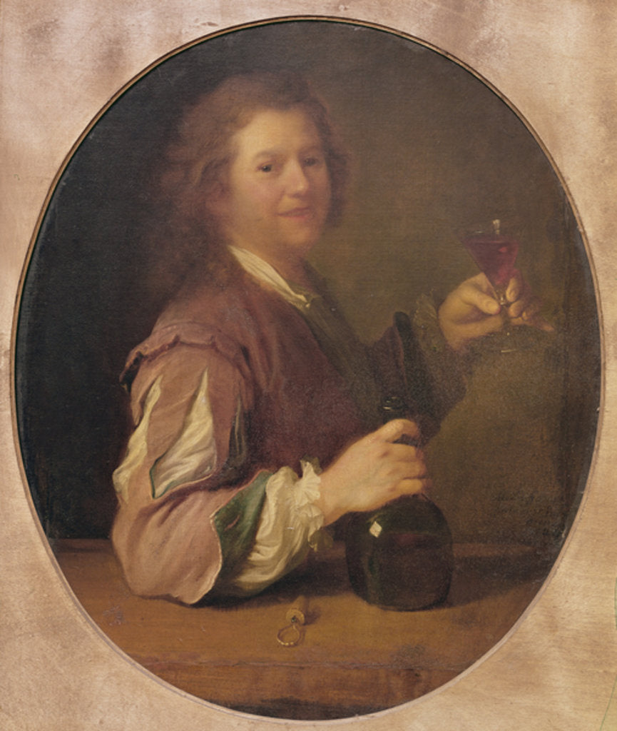 Detail of Self portrait of the artist drinking, 1724 by Jean-Alexis Grimou