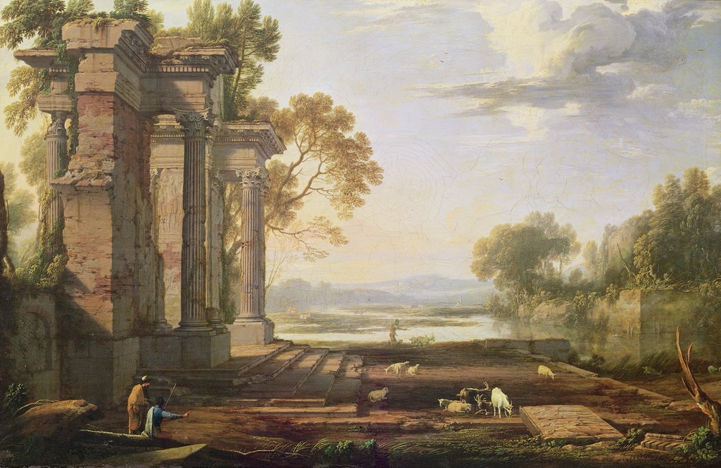 Detail of Landscape with setting sun by Pierre Patel