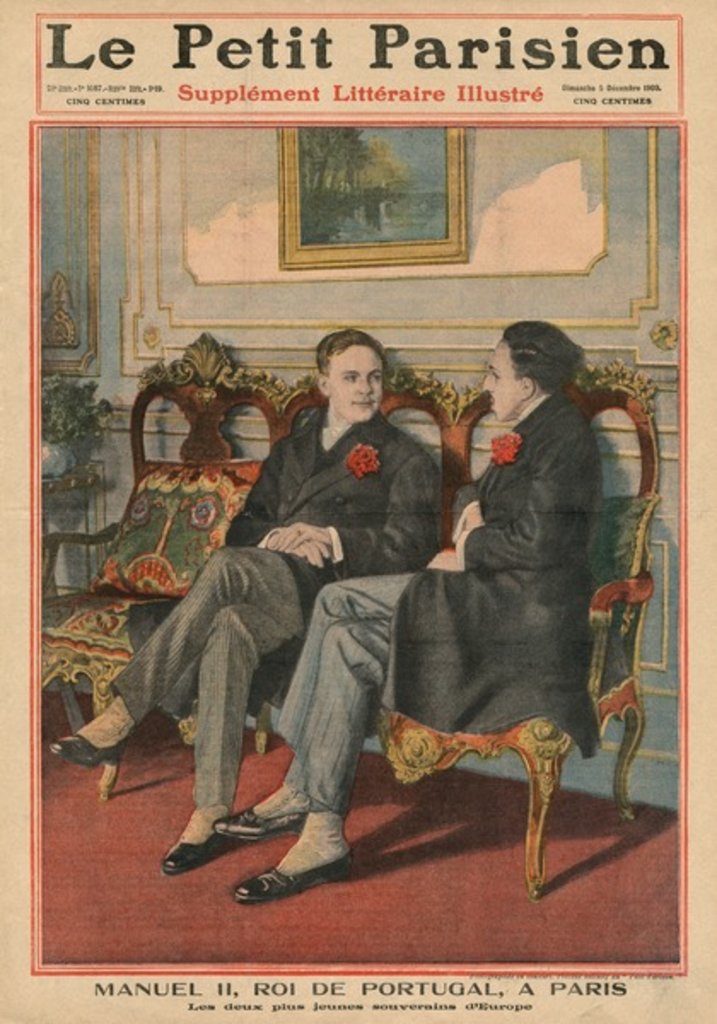 Detail of Manuel II, King of Portugal, in Paris with Alfonso XIII, King of Spain, the two youngest sovereigns in Europe by French School