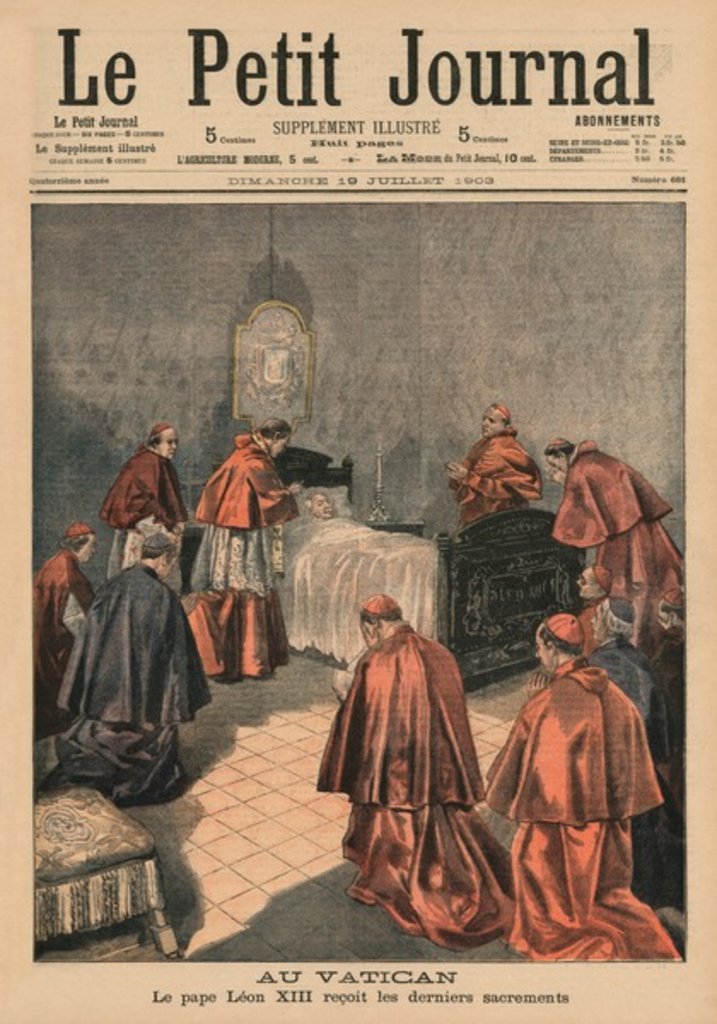 Detail of At the Vatican, Pope Leo XIII receiving the last rites by French School