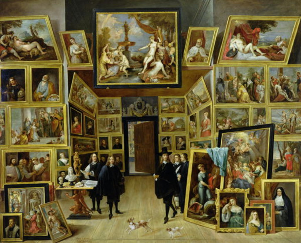 Detail of The Archduke Leopold Wilhelm of Austria in his painting gallery in Brussels, c.1647 by David the Younger Teniers