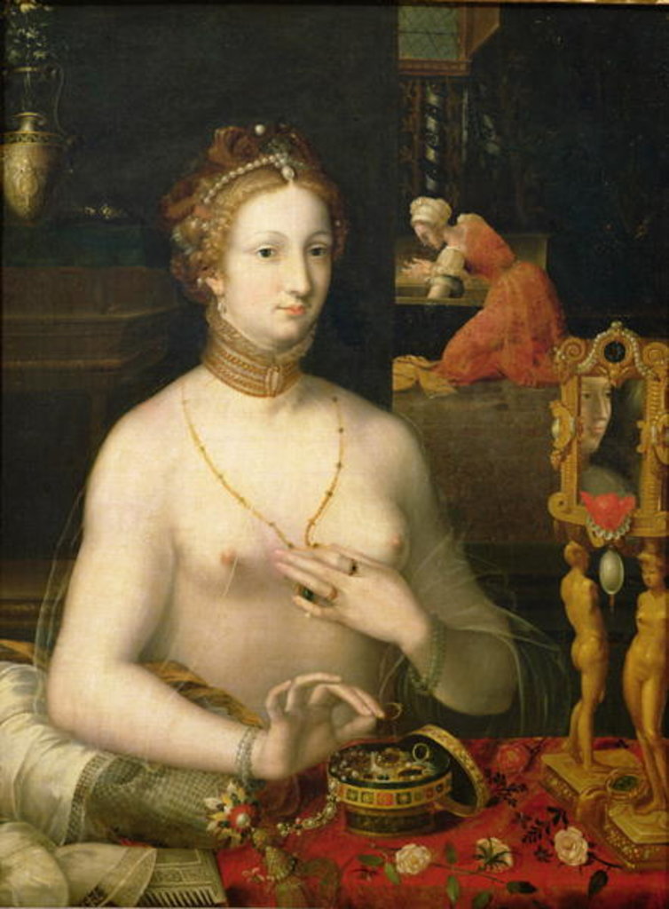 Detail of Woman at her Toilet, 1585-95 by Fontainebleau School