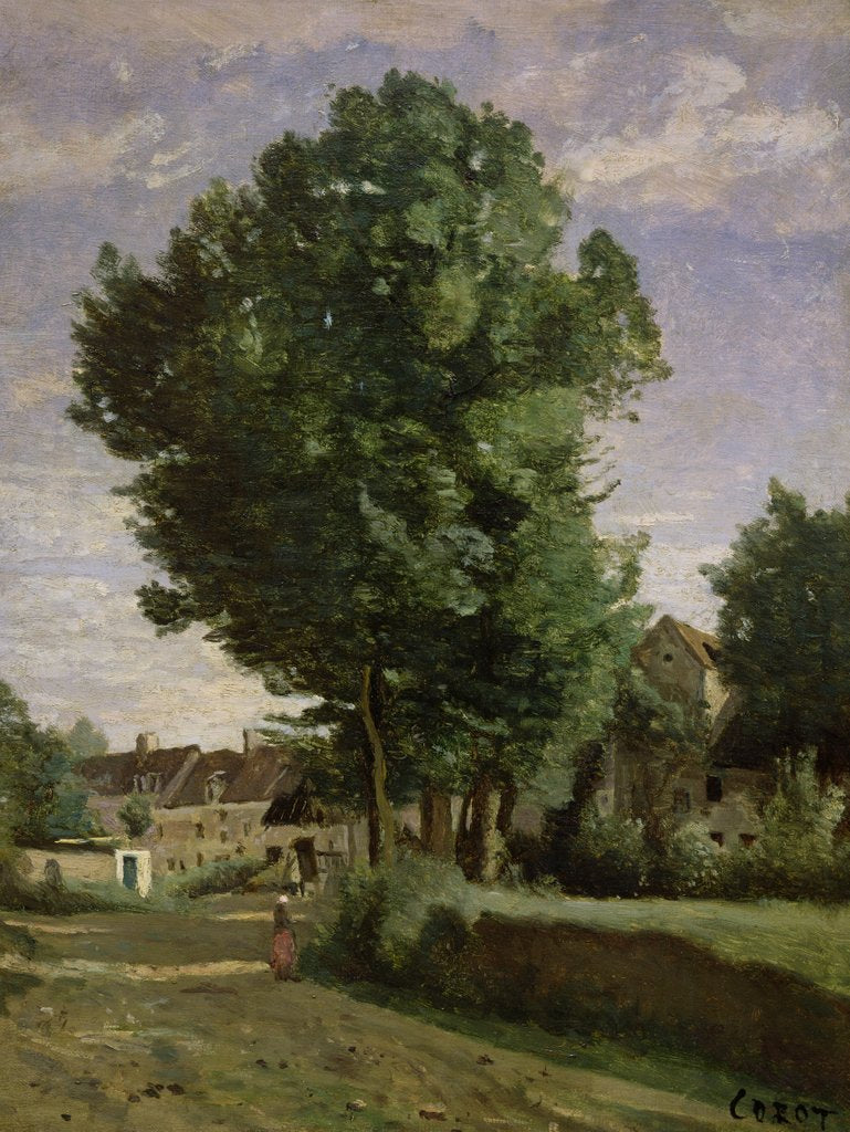 Detail of Outskirts of a village near Beauvais, c.1850 by Jean Baptiste Camille Corot