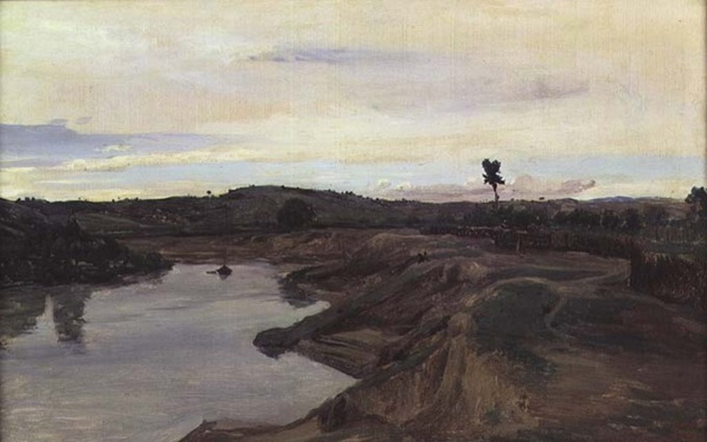 Detail of The Promenade du Poussin or, Roman Campagna, c.1826-28 by Jean Baptiste Camille Corot
