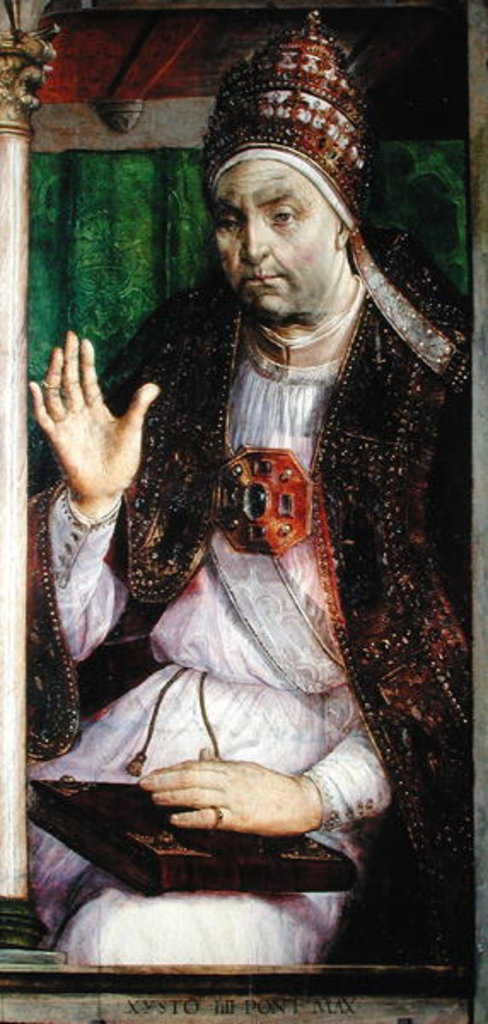Detail of Portrait of Sixtus IV c.1475 by Joos van Gent (fl.1460-75)