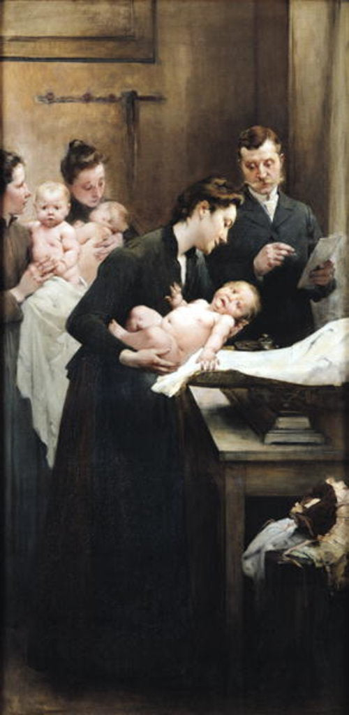 Detail of The Drop of Milk in Belleville: Doctor Variot's Surgery, The Weighing Session, 1903 by Henri Jules Jean Geoffroy