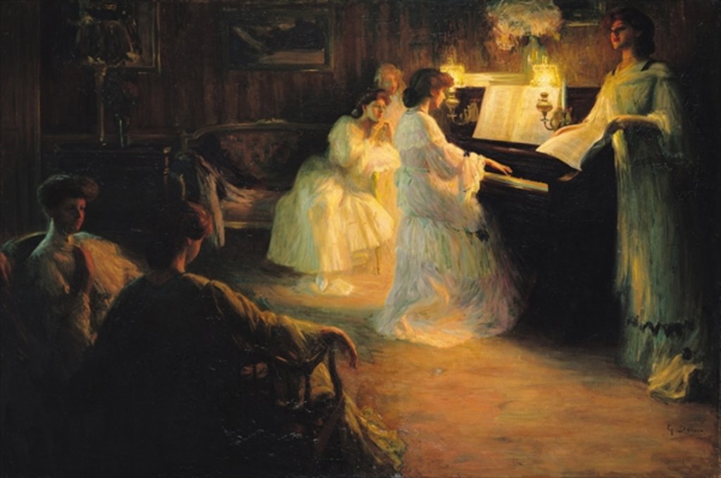 Detail of Young Girls at a Piano, 1906 by Gabriel Deluc