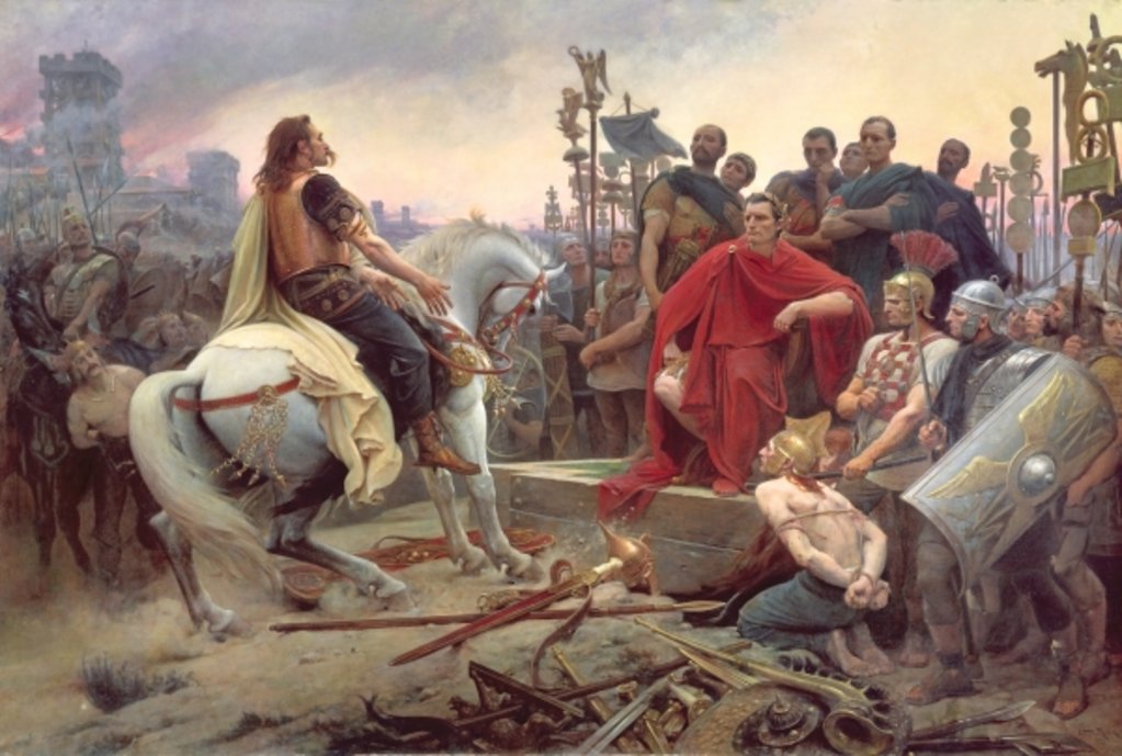 Detail of Vercingetorix throws his weapons at the feet of Julius Caesar, 1899 by Lionel Noel Royer