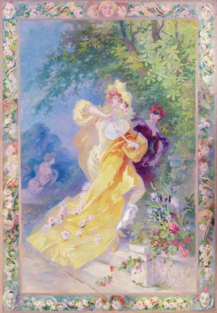 Detail of The Yellow Domino, design for a tapestry or carpet, 1908 by Jules Cheret