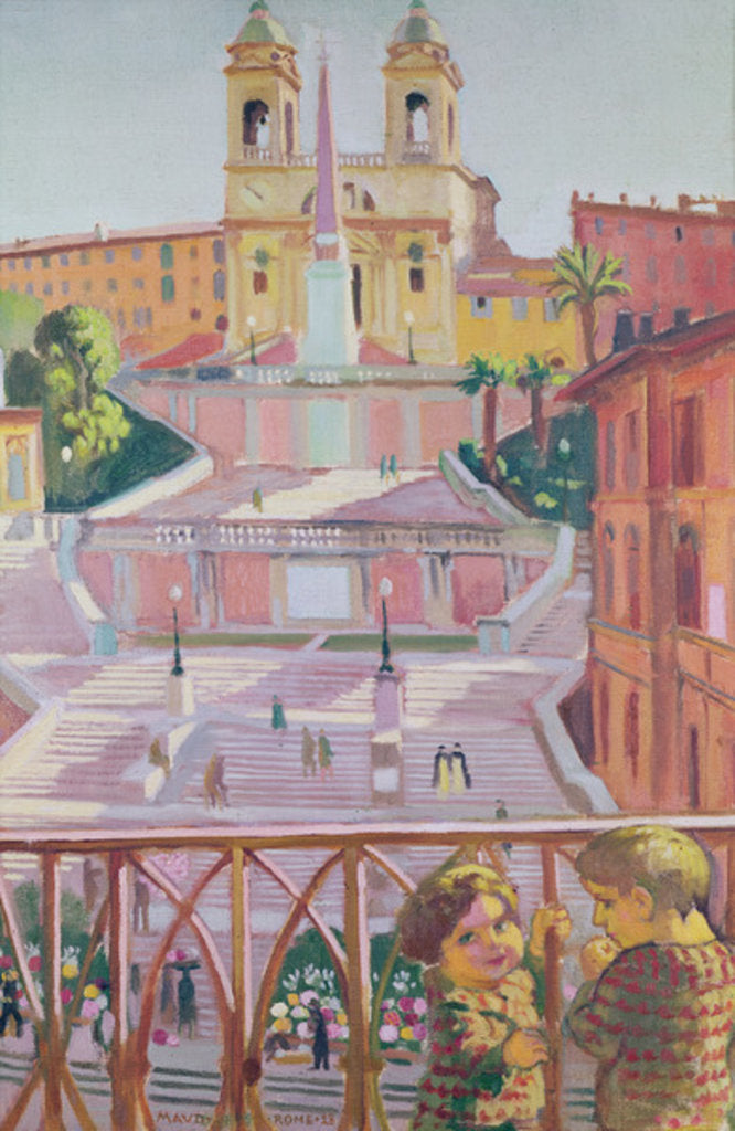 Detail of Spanish Steps and the Trinità dei Monti church, Rome, 1928 by Maurice Denis