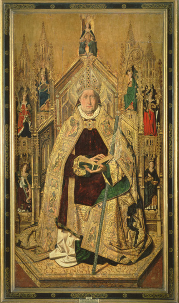 Detail of St. Dominic enthroned as Abbot of Silos, 1474 by (c.1435/40-1500) Bermejo