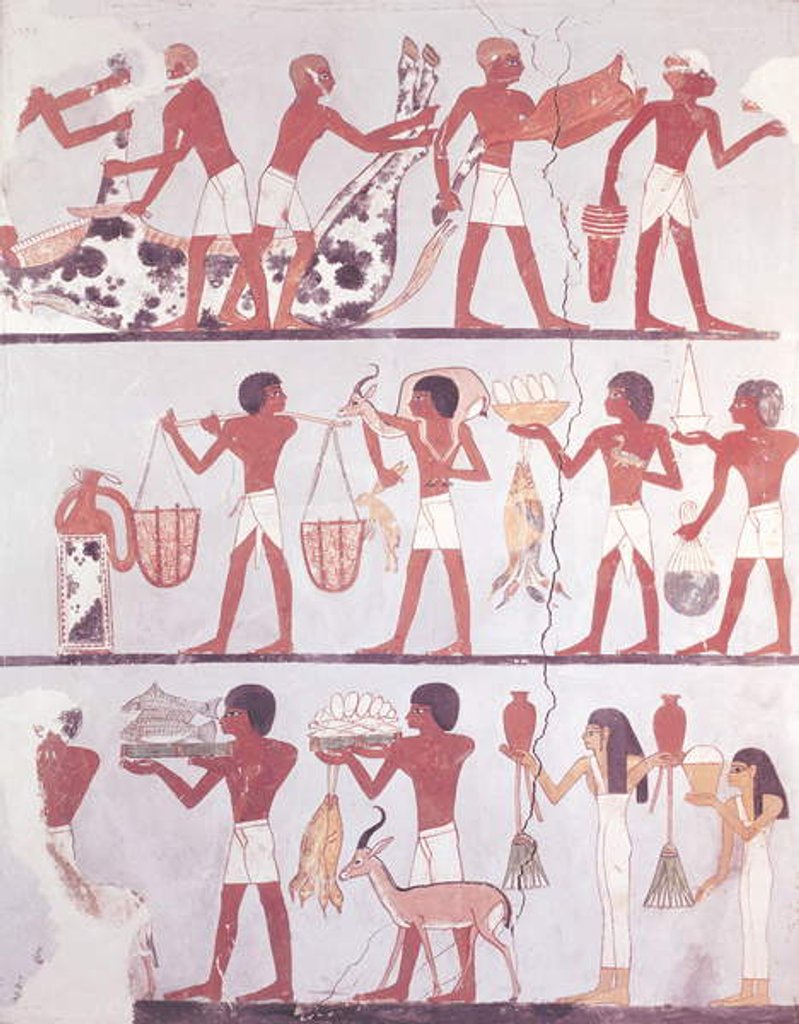 Detail of Scene of butchers and servants bringing offerings by Egyptian 18th Dynasty