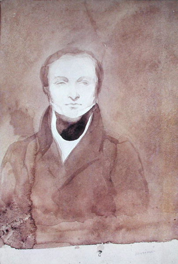 Detail of Portrait of Prosper Merimee by Charles Emile Callande de Champmartin