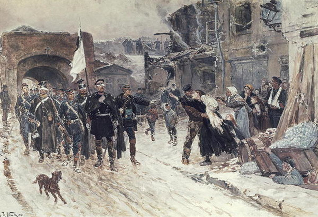 Detail of The Entrance into Belfort of the German Commander Bearing the Flag of Truce, 4th November 1870, 1884 by Alphonse Marie de Neuville
