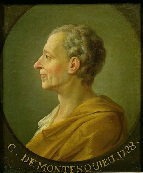 Detail of Portrait of Charles de Montesquieu, 1728 by Jacques-Antoine (after) Dassier