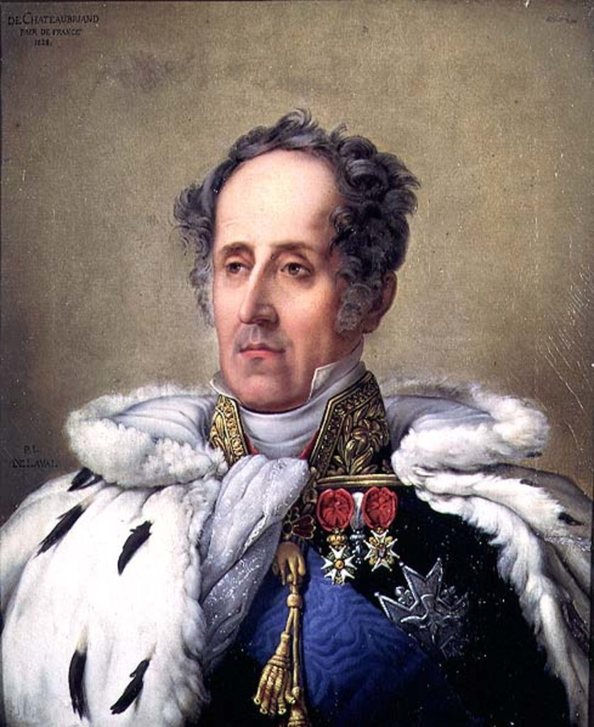Detail of Portrait of Francois Rene Vicomte de Chateaubriand, 1828 by Pierre Louis Delaval or De Laval