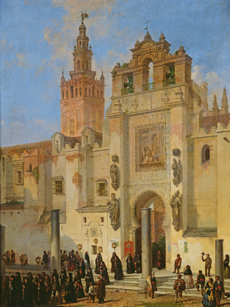 Detail of Religious procession in Seville, 1853 by Joachin Dominguez Becquer