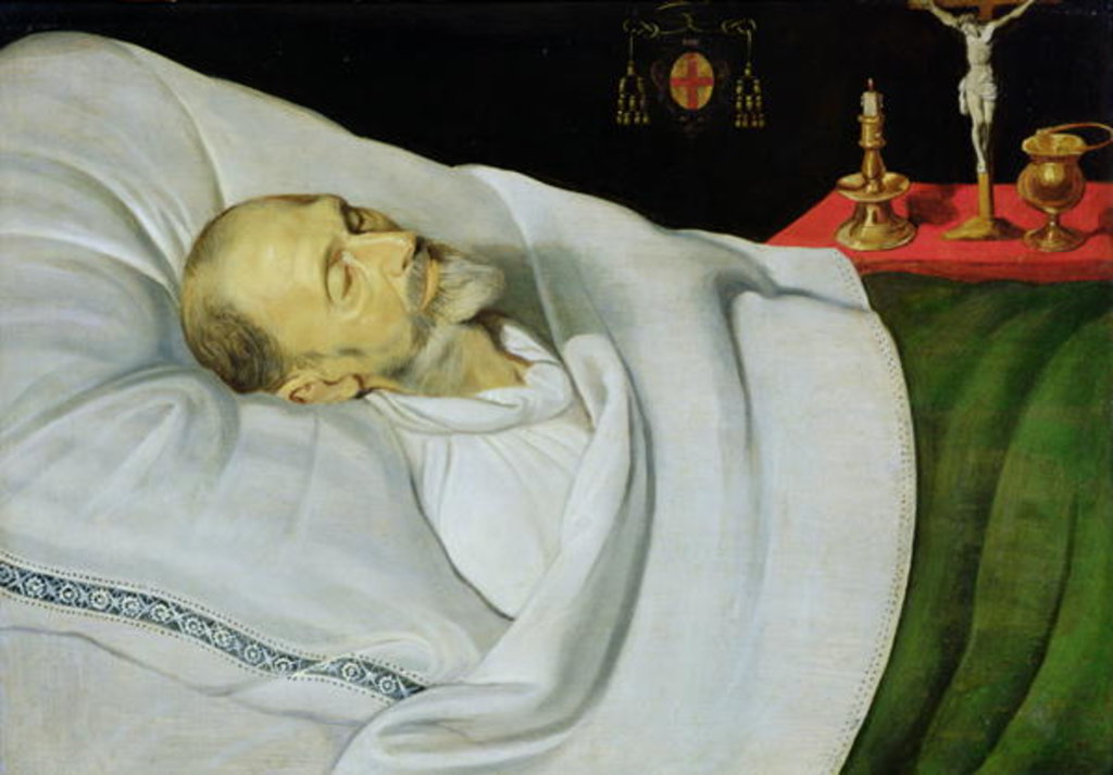 Detail of Antoine de Henin, Bishop of Ypres, on his death bed by Jean the Younger Bellegambe