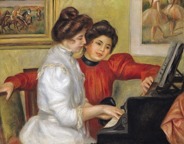 Detail of Yvonne and Christine Lerolle at the piano, 1897 by Pierre Auguste Renoir