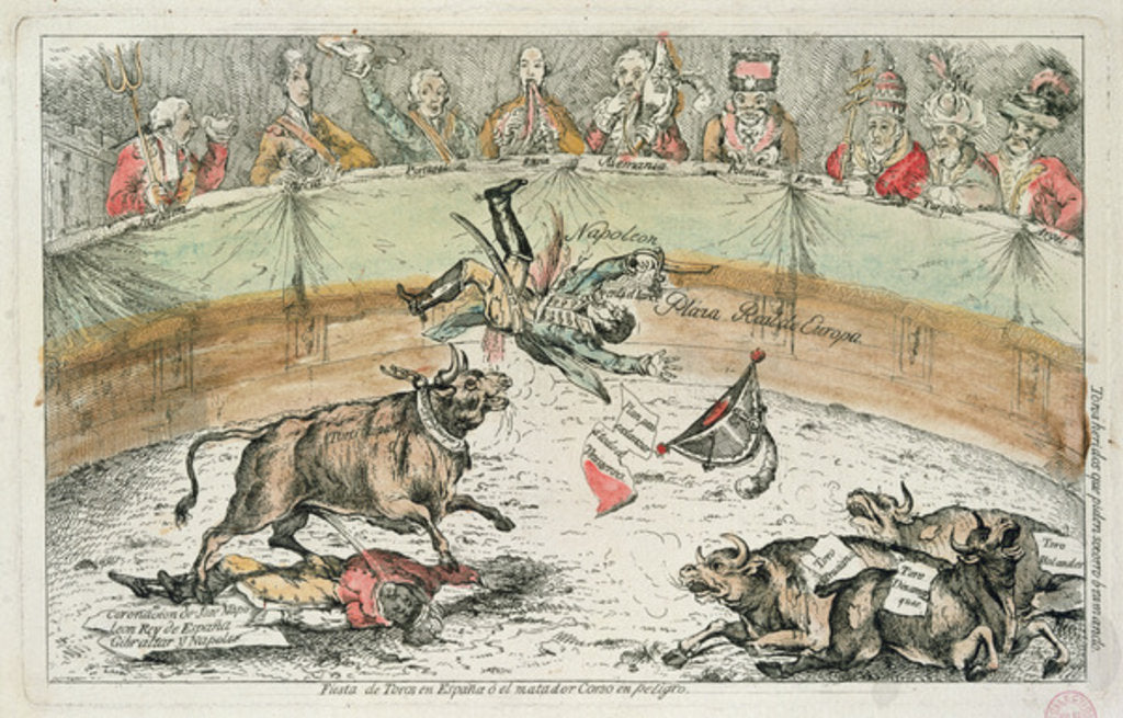 Detail of Spanish Bull, caricature of Joseph Bonaparte, King of Spain, 1809 by Spanish School