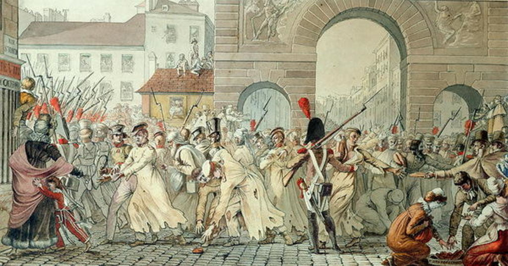 Detail of Russian Prisoners Paraded on the Boulevard Saint-Martin after the Battle of Montmirail, 17th February 1814 by Etienne Jean Delecluze