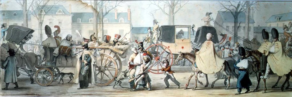 Detail of Wounded French Soldiers Entering Paris on the Boulevard Saint-Martin after the Battle of Montmirail, 17th February 1814 by Etienne Jean Delecluze