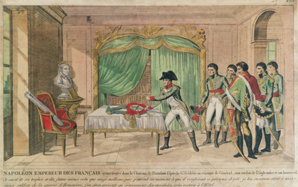 Detail of Emperor Napoleon I contemplating the sword of Frederick the Great at Potsdam in 1806 by French School