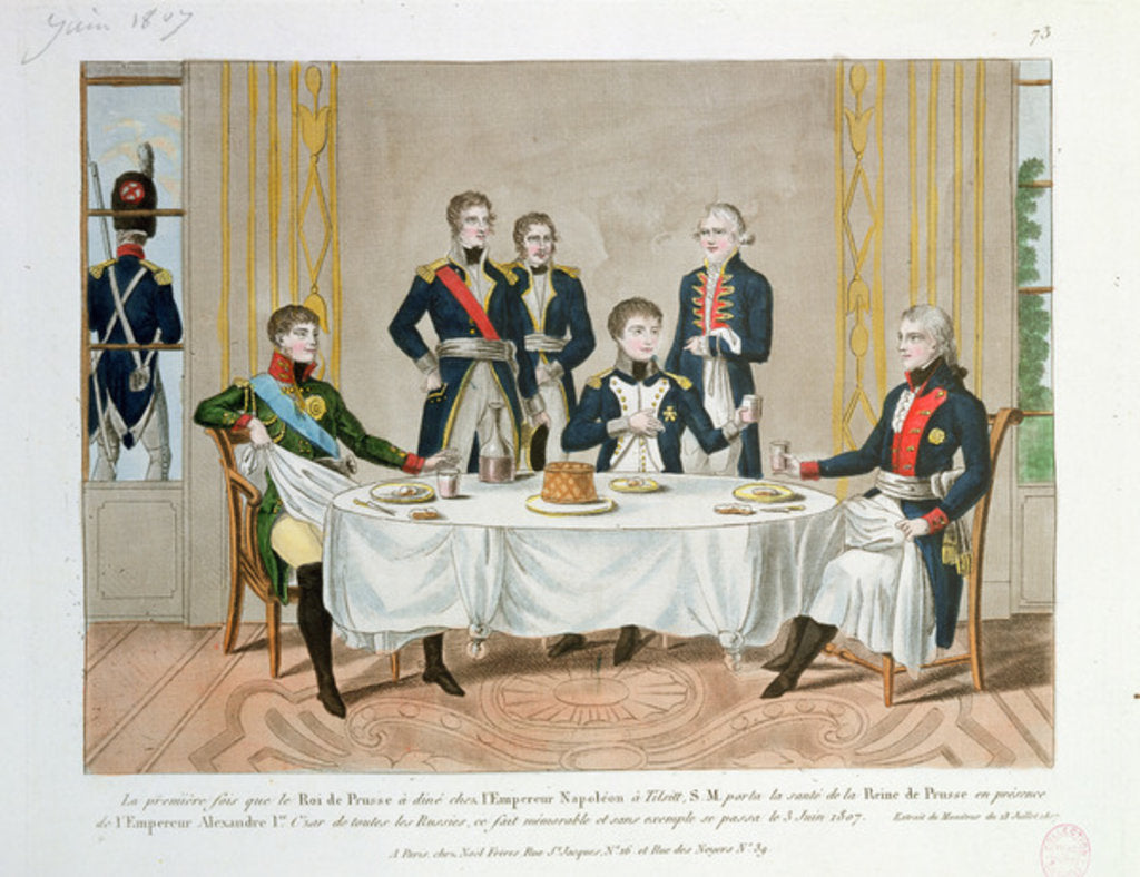 Detail of Dinner in Tilsit between Frederick William III of Prussia, Tsar Alexander I of Russia and Napoleon by French School
