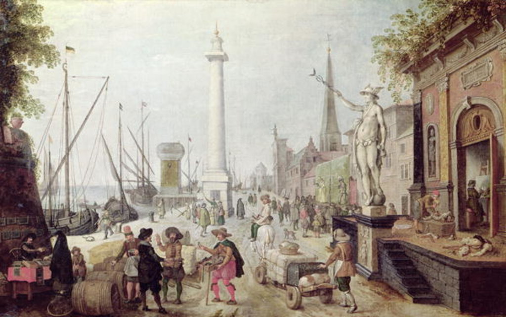 Detail of The Ancient Port of Antwerp by Sebastien (attr. to) Vrancx